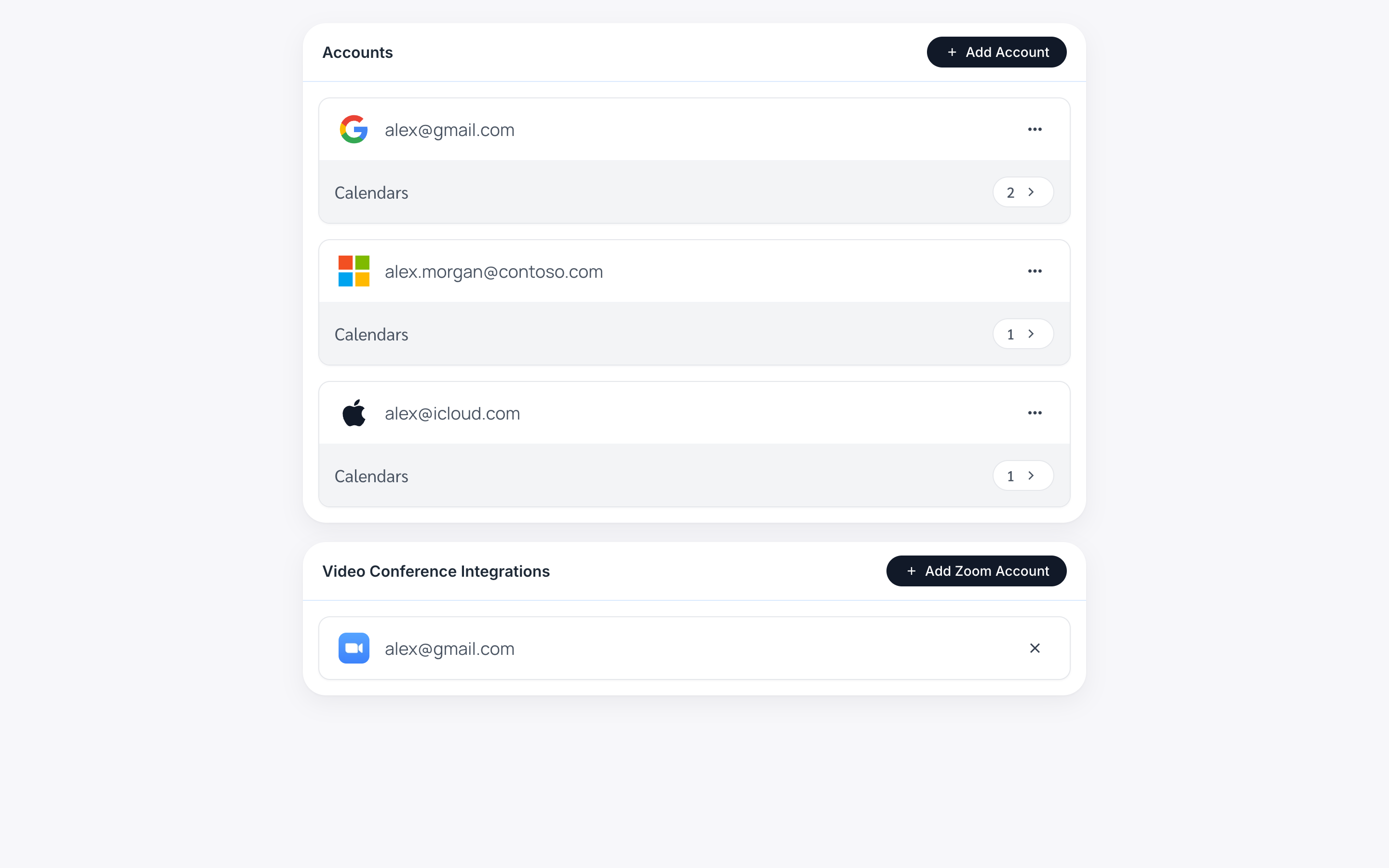 Your connected accounts