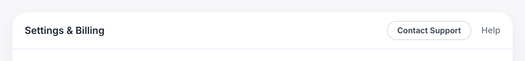 The Contact Support button at the top of the Settings & Billing page
