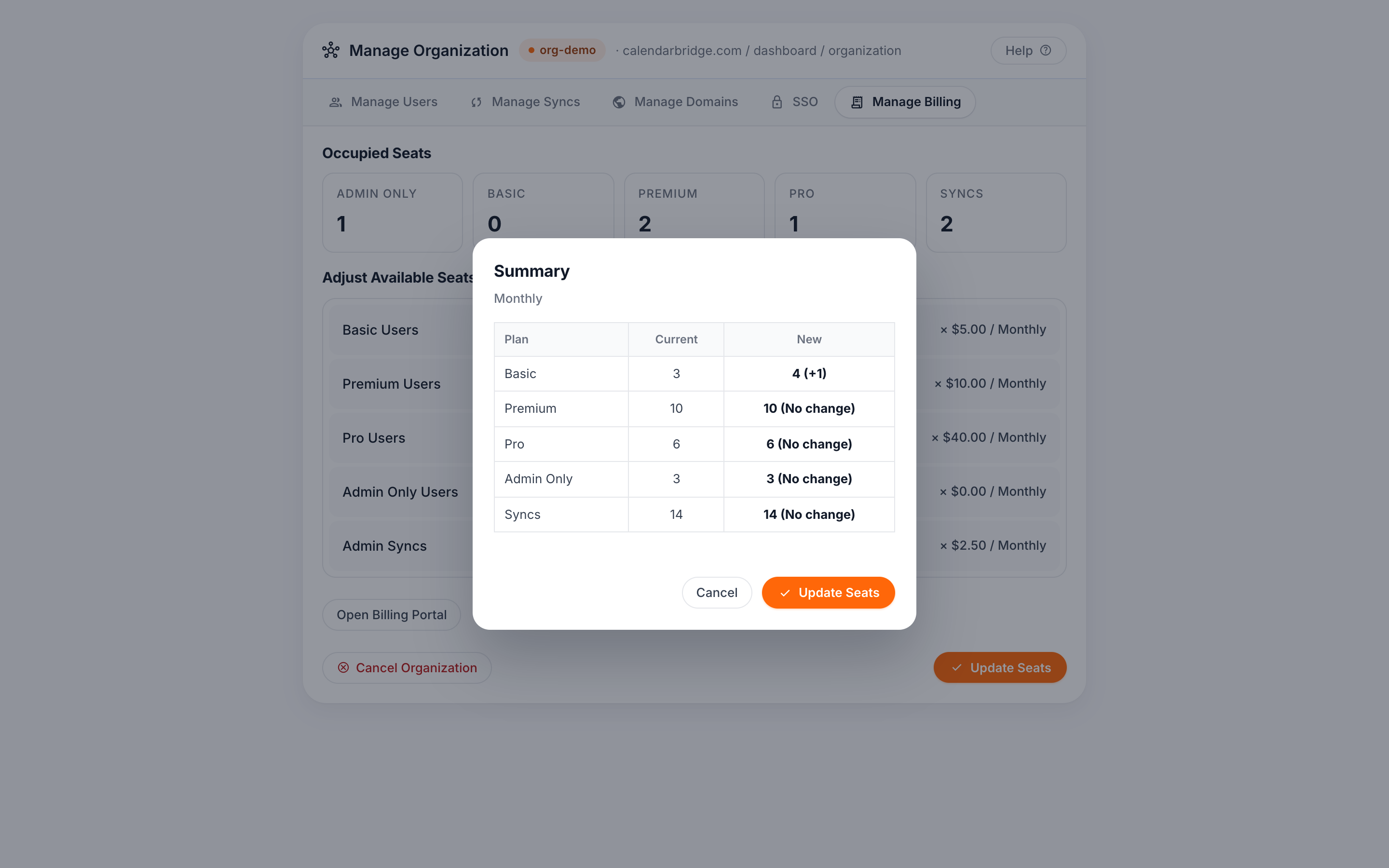 Review and confirm the seat change before it is billed