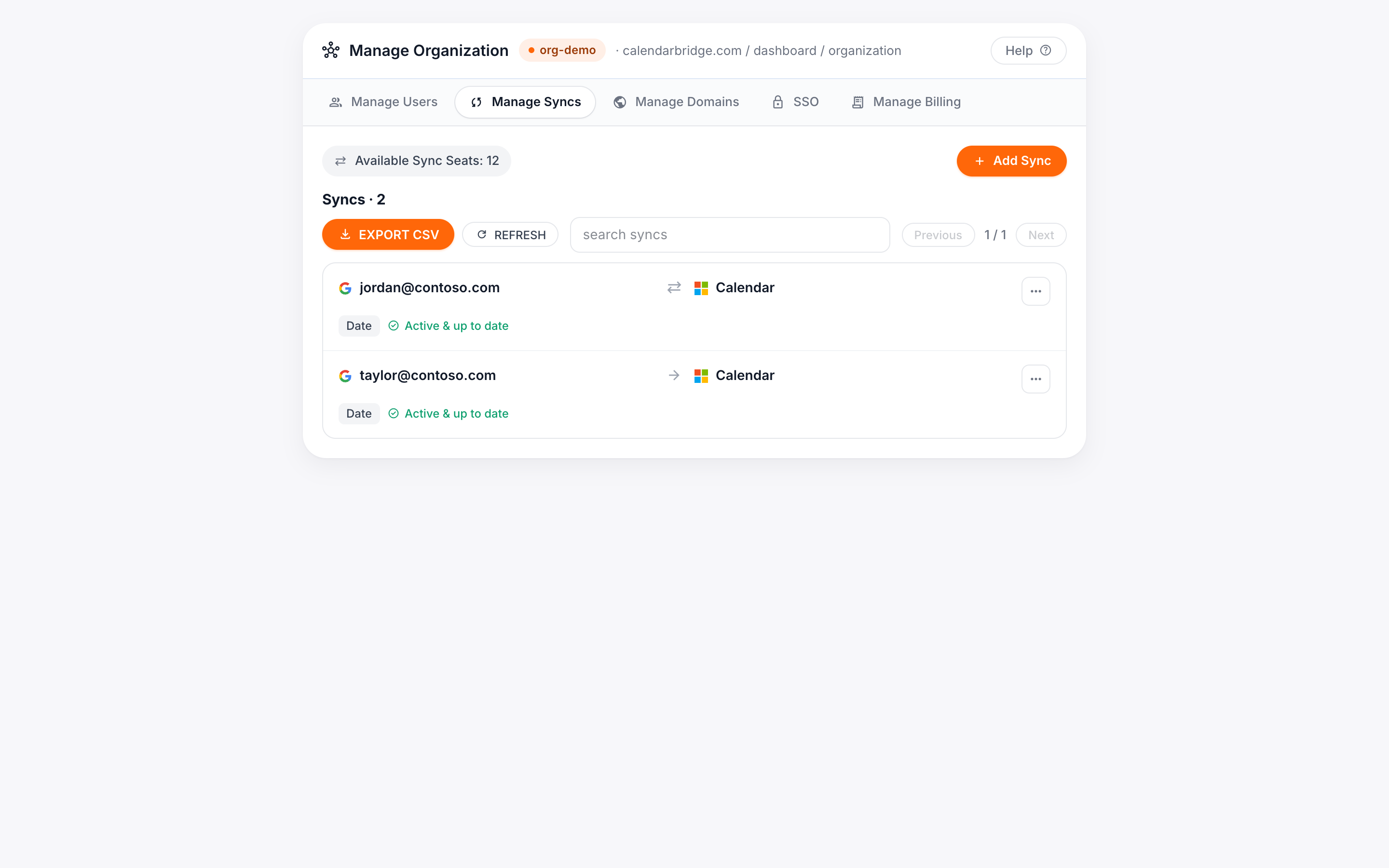 Organization syncs