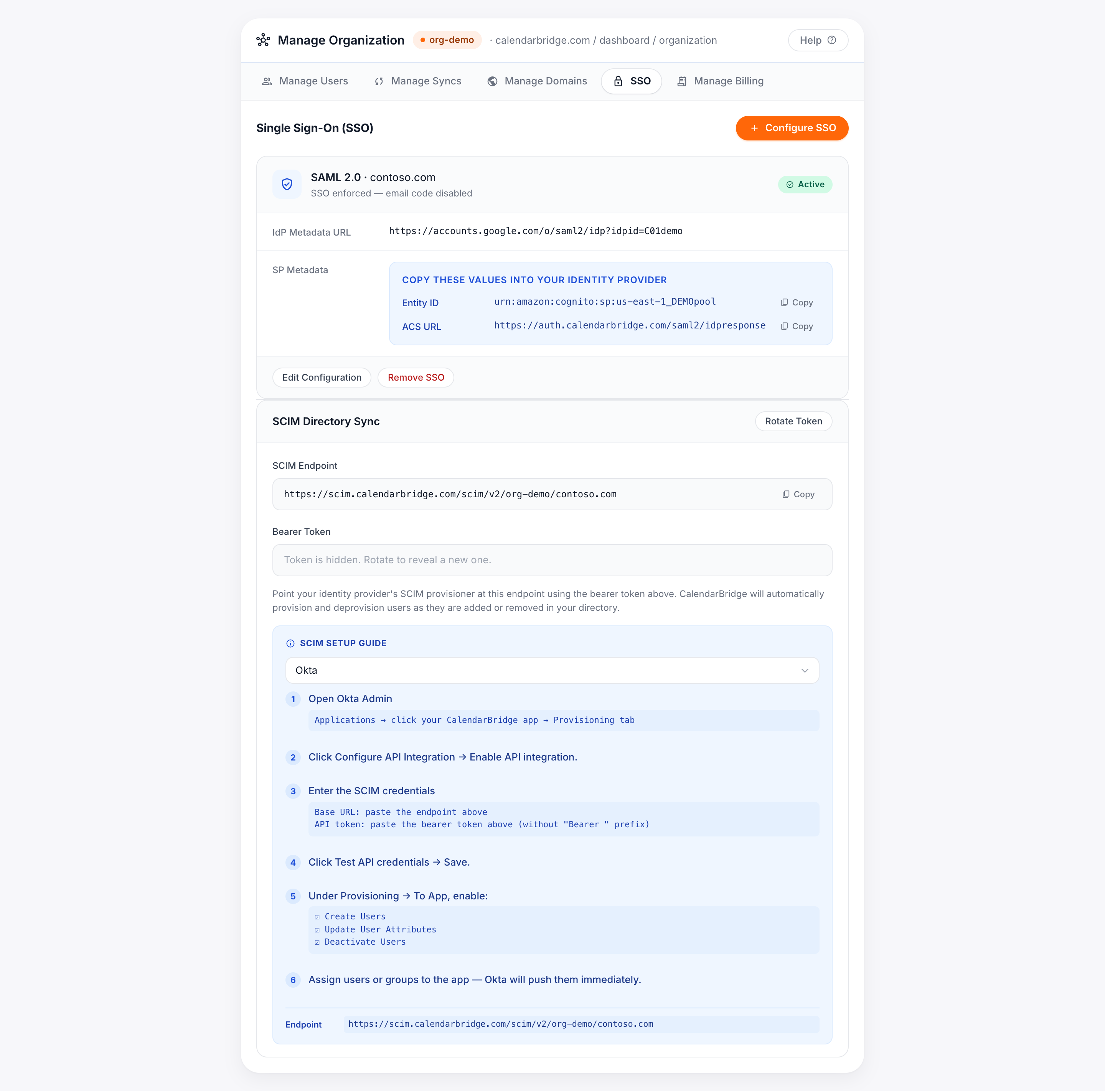 SCIM provisioning setup