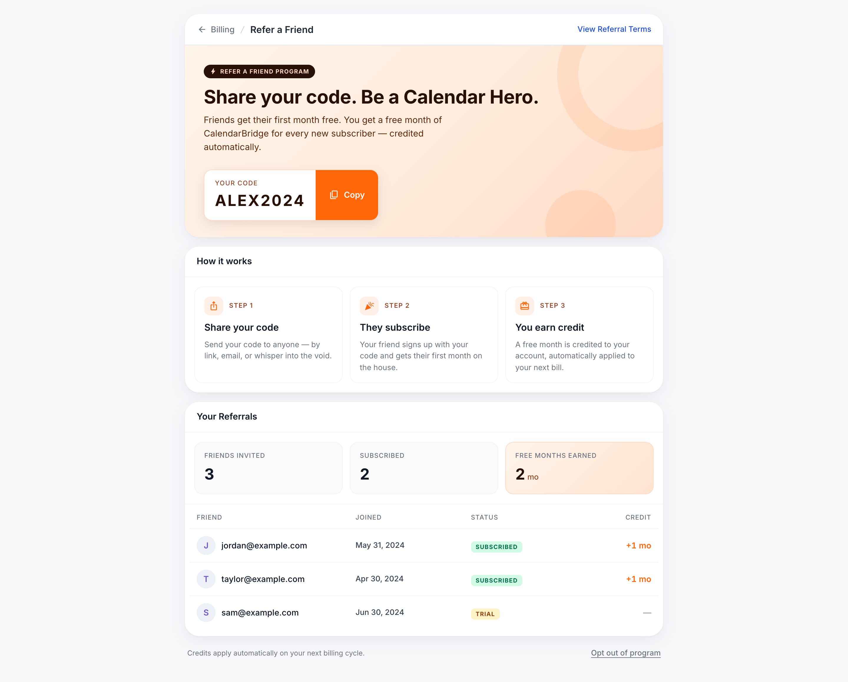 Referral program