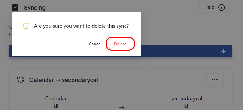 Delete sync confirm