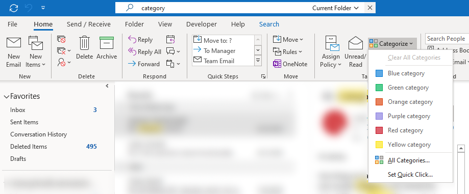 Default Outlook Categories