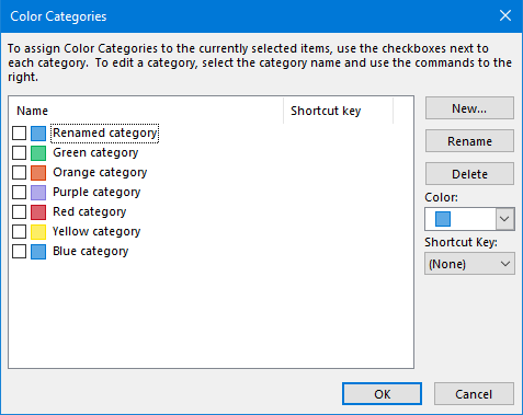 Creating a new Outlook Category