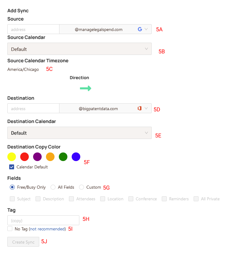 Manage Syncs panel