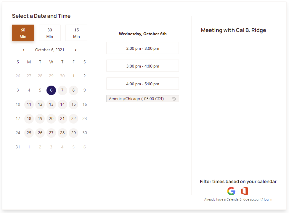 Booking page - not logged in
