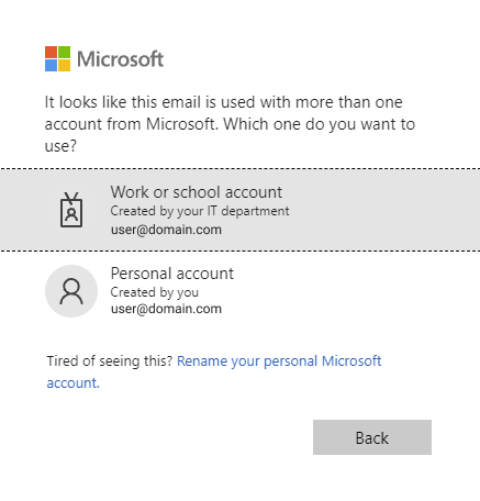 User has two microsoft accounts