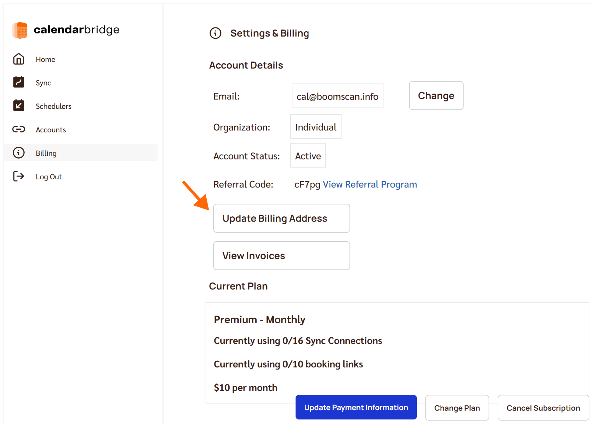 link to update billing address