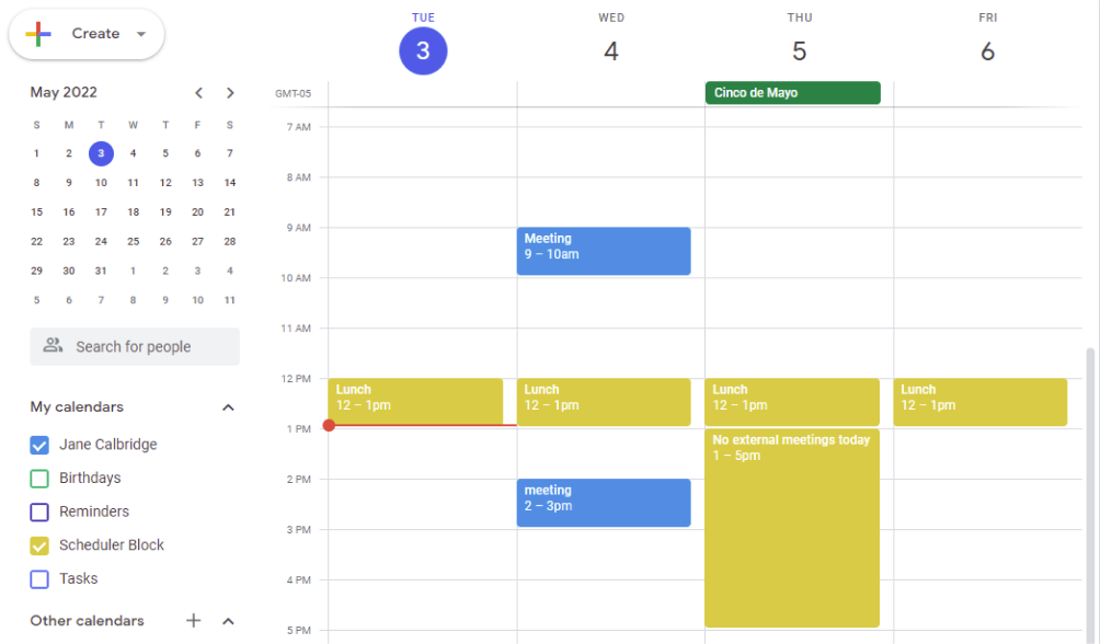 Blocking scheduler in calendar