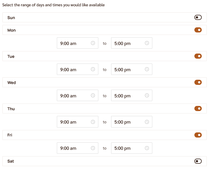 Set availability window