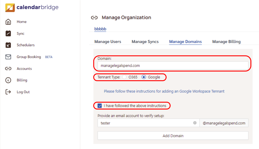 Add domain form