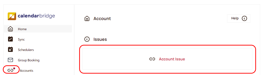 Error message "Account issue"