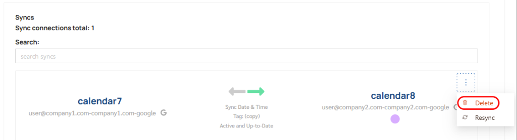 Delete sync connection
