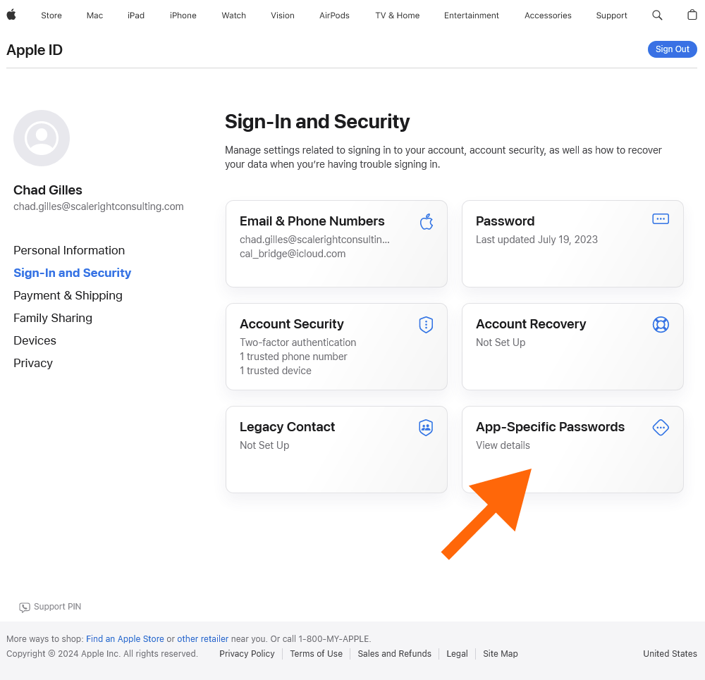 icloud generate app specific password