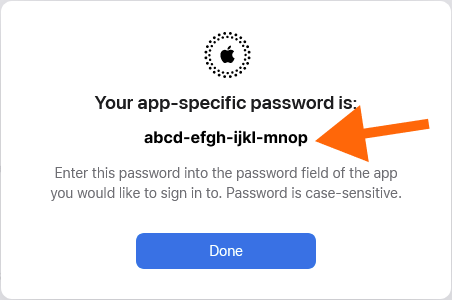 icloud app specific password