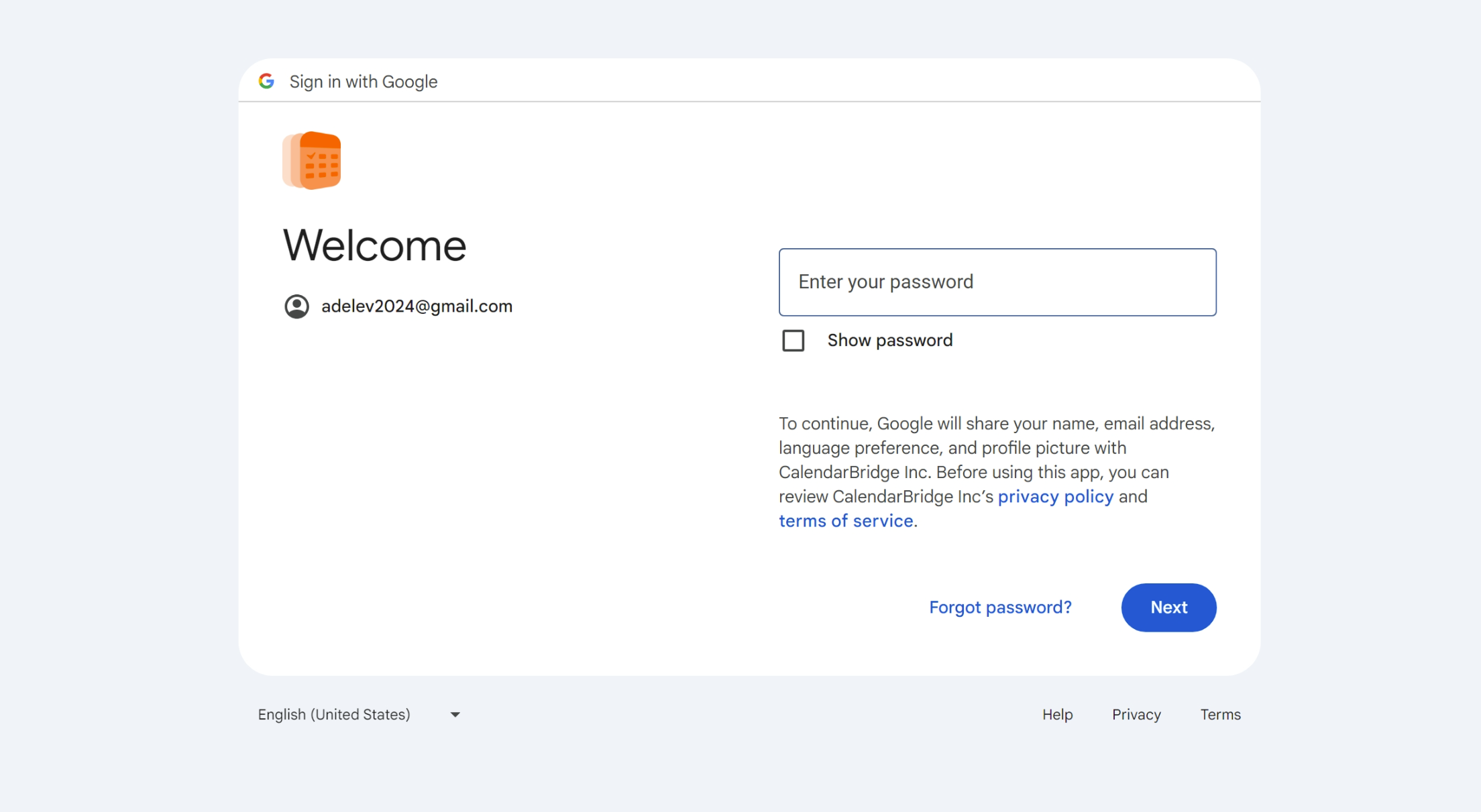 sign in with Google password