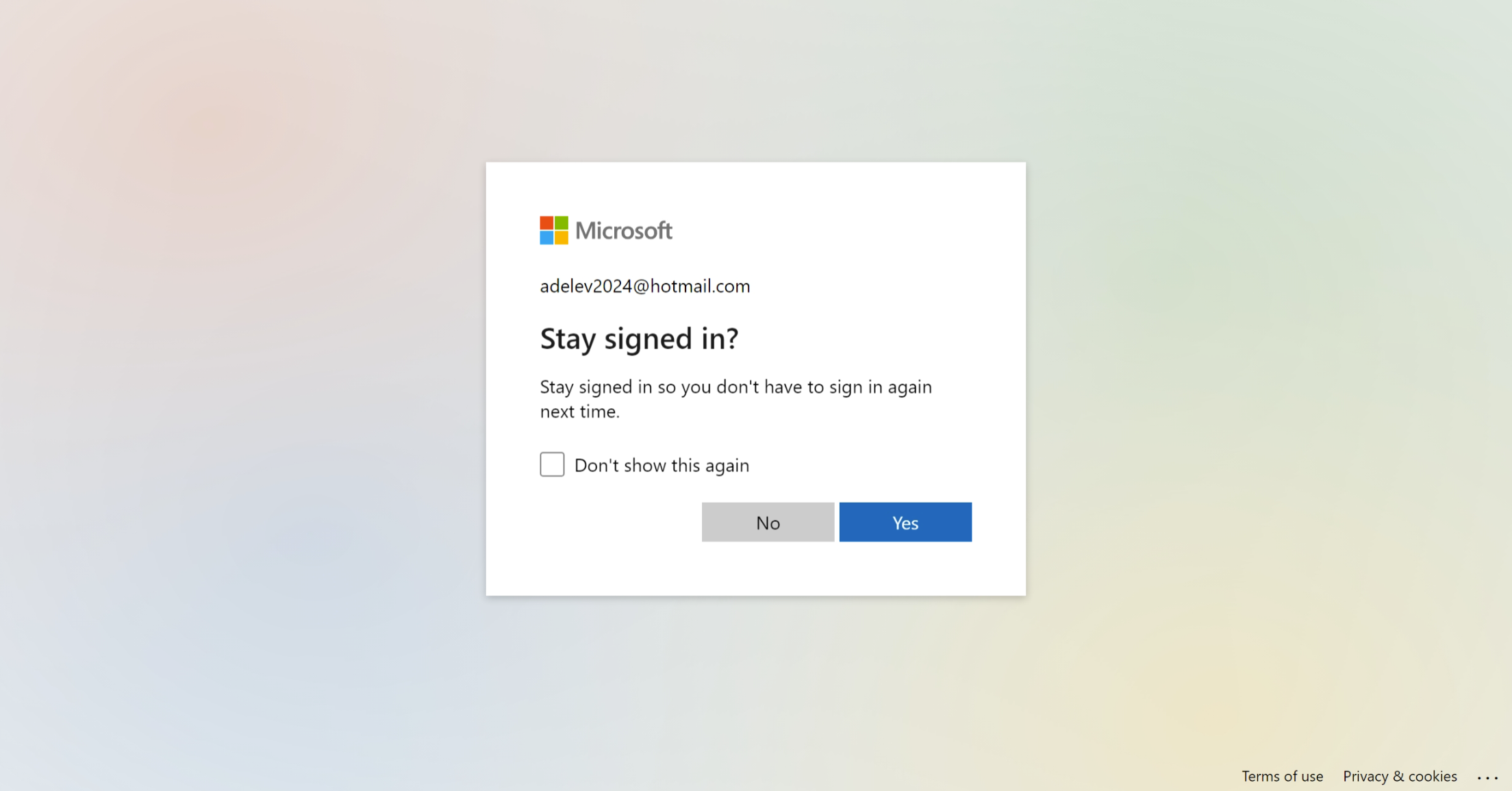 sign in with microsoft - stay signed in