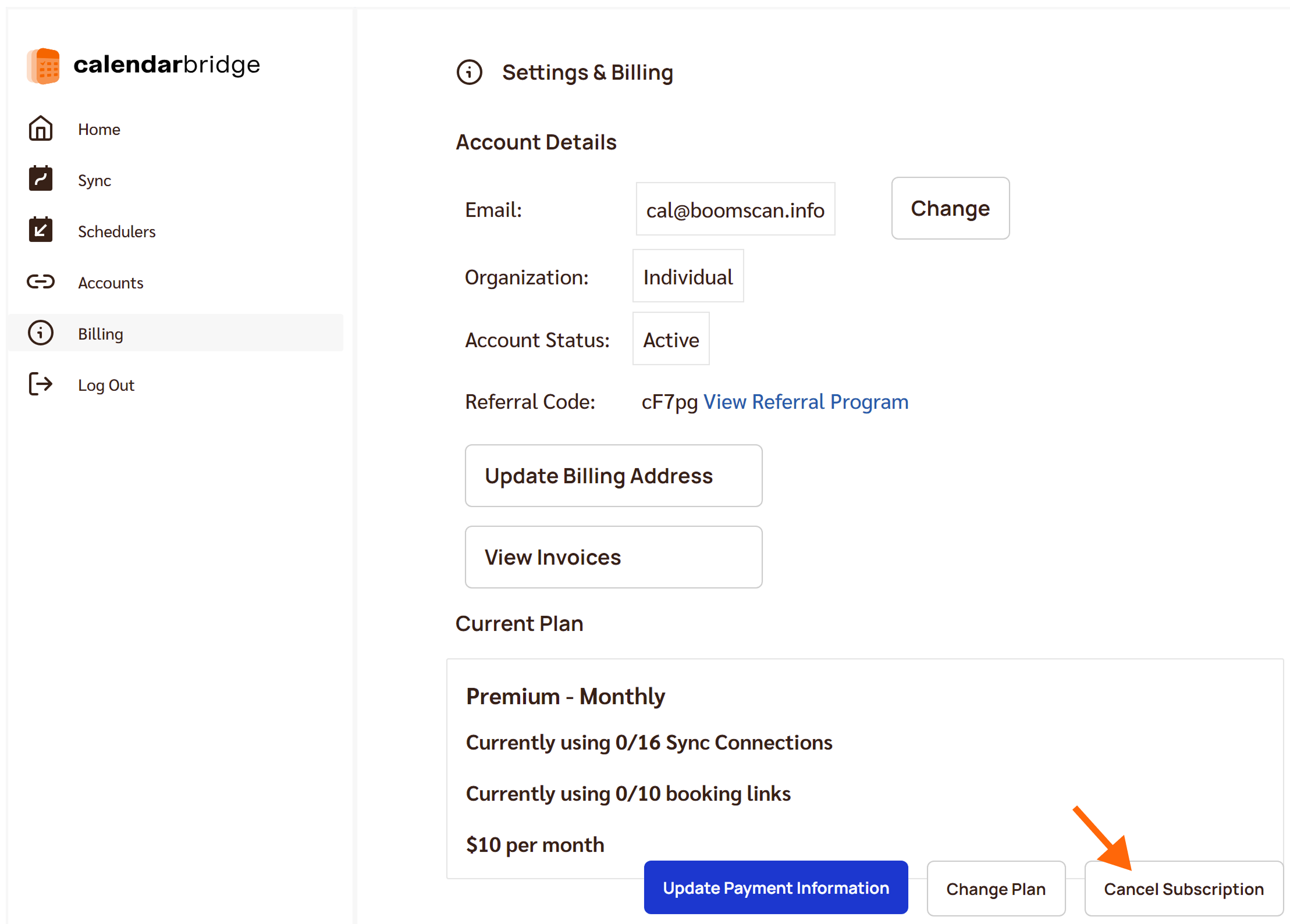 Form to cancel subscription