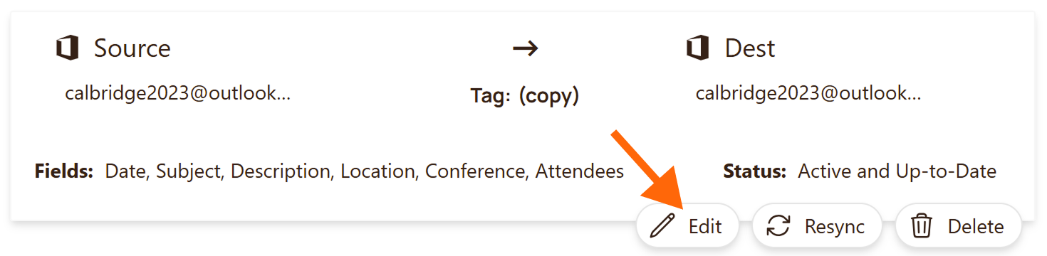 edit sync connection