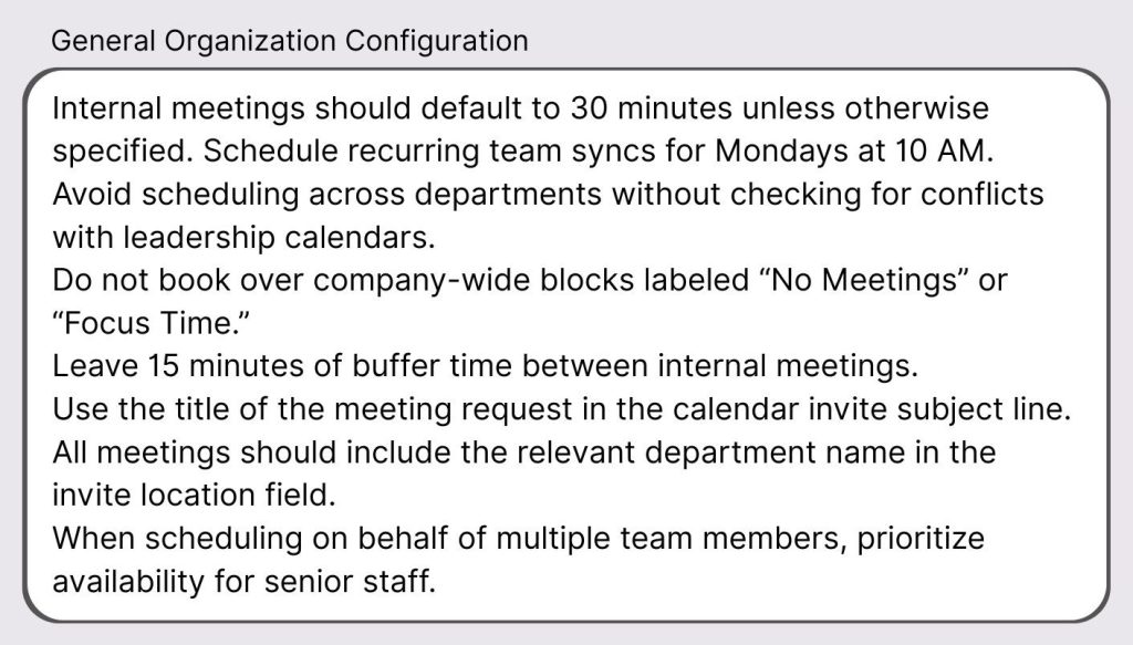 Sample organization assistant configuration