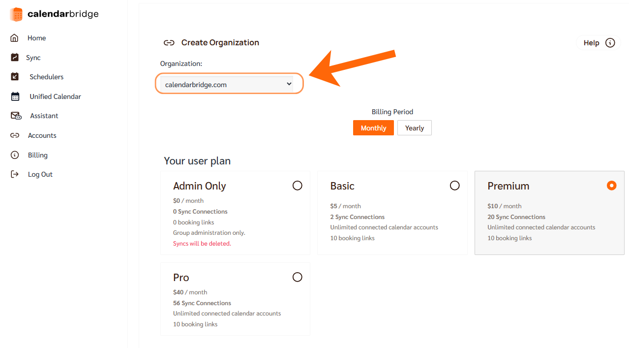 Select organization id dropdown