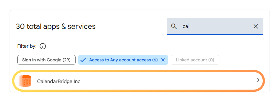 CalendarBridge in third-party apps list