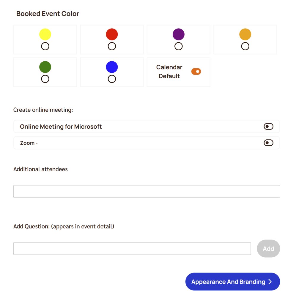 Booked event color picker