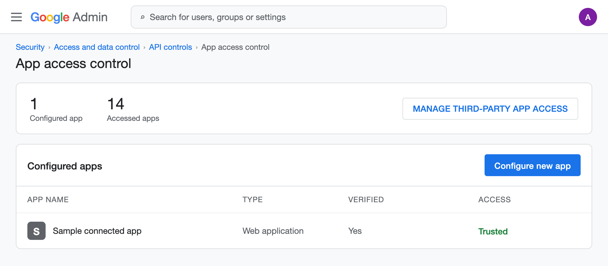 Google Admin — Manage third-party access